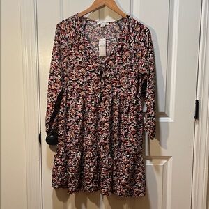 NWT American Eagle Outfitters Black Floral Long Sleeve Dress Size Medium